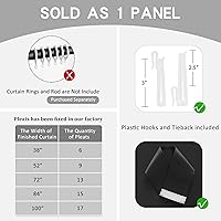 Vista 29 de Cortina plisada de 96 pulgadas de largo, con aislamiento térmico para oscurecer la habitación, cortina plisada con ganchos y alzapaños para sala