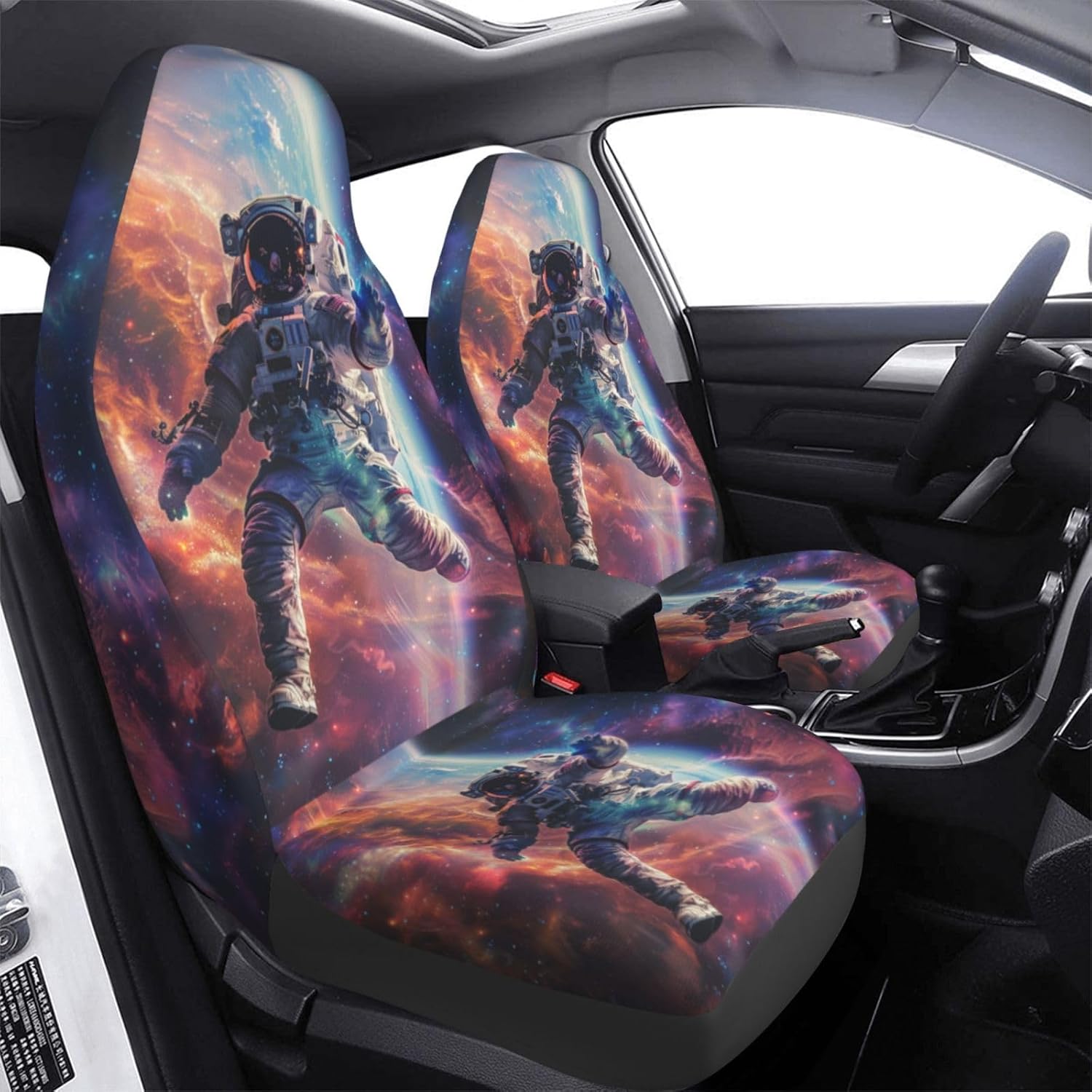 Foruidea Astronaut Space Car Seat Covers Universal 2 Pcs Auto Front Seat Cover Fit Most Cars,SUV,Sedan,Trucks