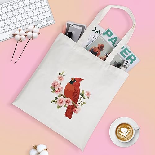 Miniatura 6 de Louise Maelys Bolsa de lona para mujer, lindo cardenal estético, de algodón, para compras, regalo para mujeres, bolsas reutilizables para comestibles