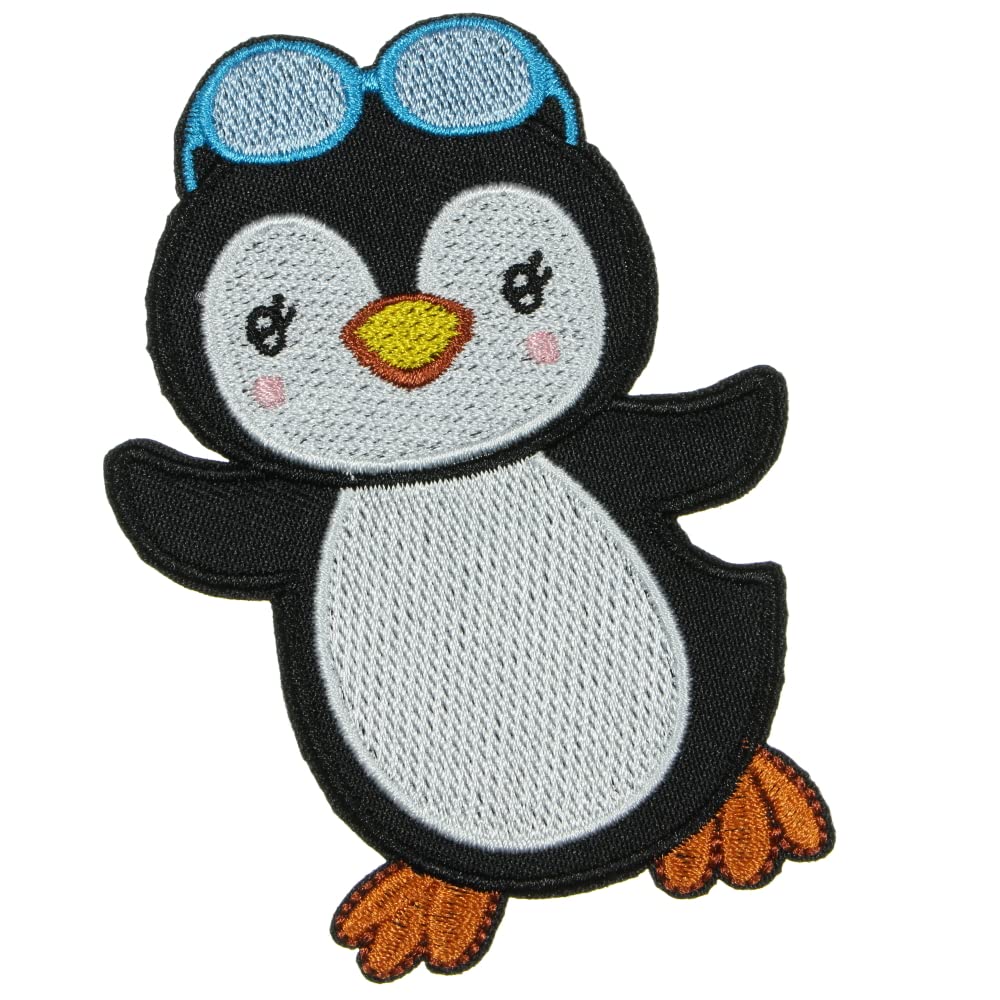 Set Of 2 Mini Penguin Patches - Cute Cartoon Iron On Embroidered Appliques