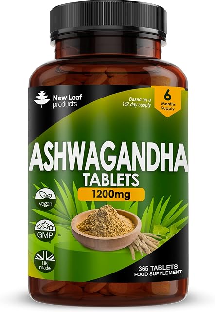 Ashwagandha 1200mg - 365 Vegan Tablets Pure High Strength Ashwagandha Root Extract - 6 Months Supply - Powder Ashwagandha Supplement (not Ashwagandha Capsules) - Non-GMO & Made in The UK