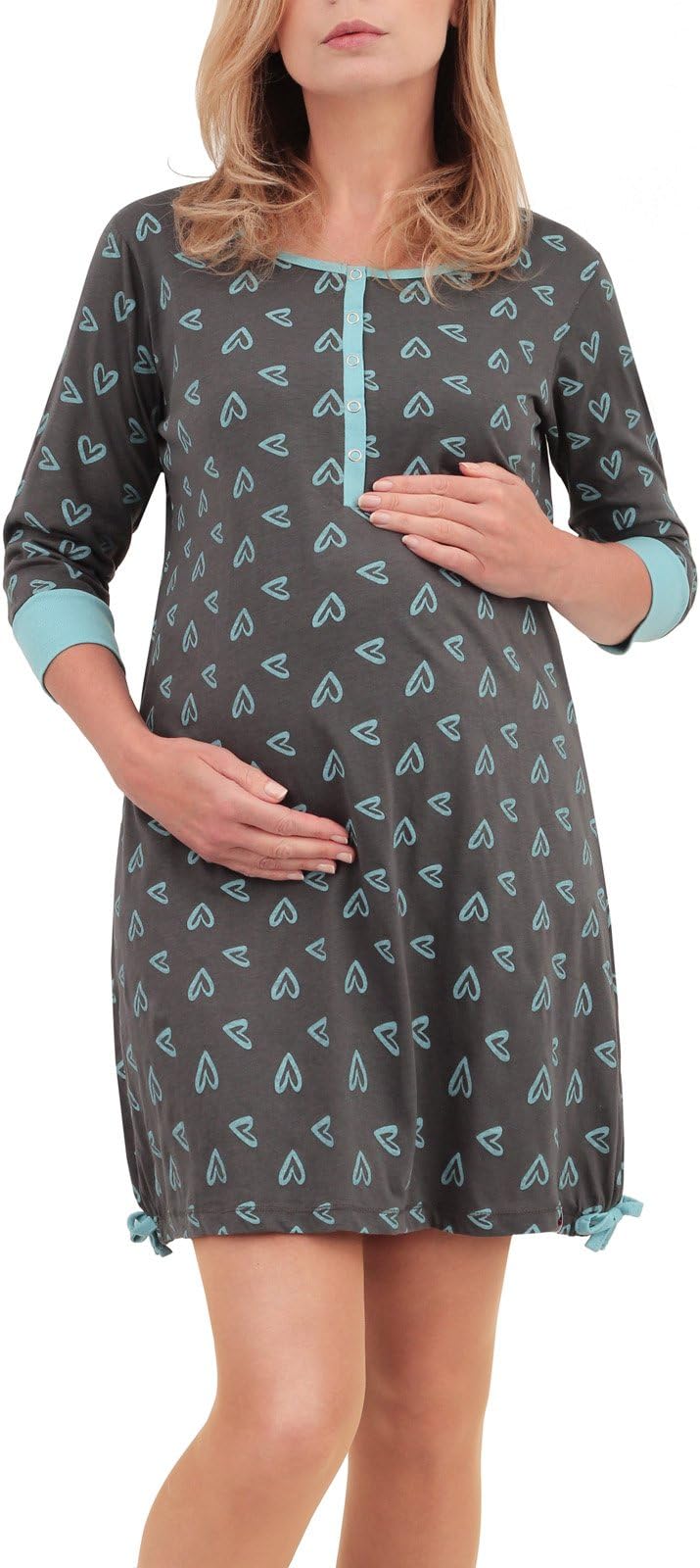 Di Vadini Giulia maternity nightgown made from 100% cotton. - Grey - Small