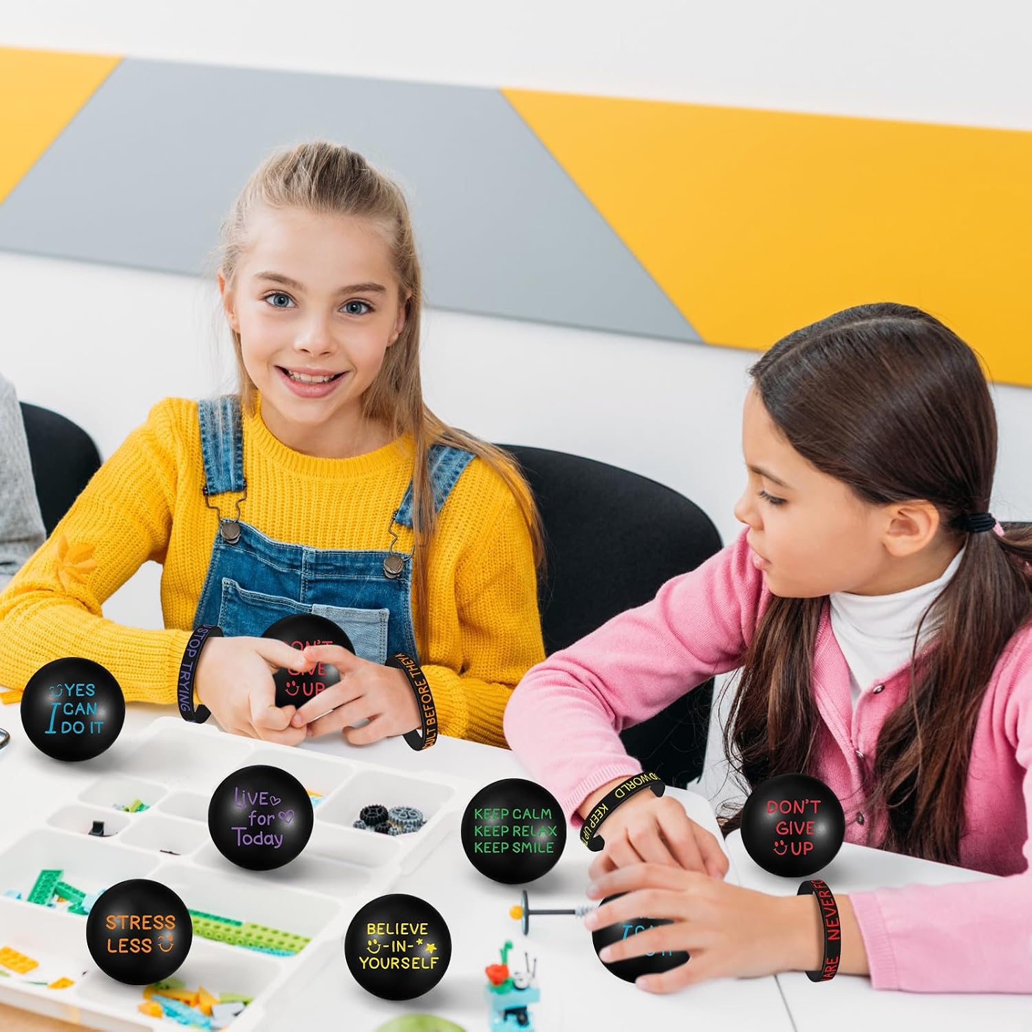 Wettarn 72 Pcs Inspirational Party Favors Motivational Foam Balls, Black