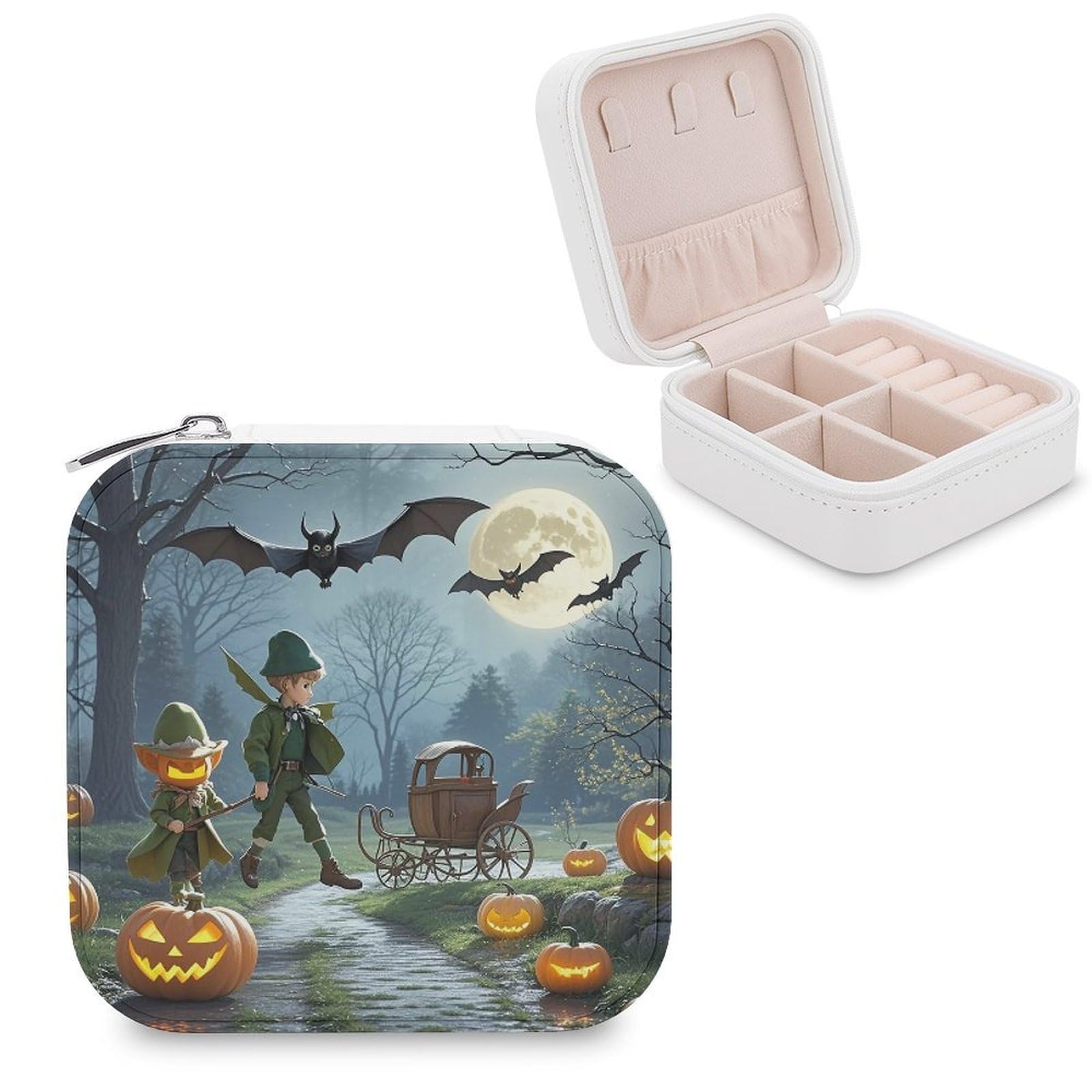 LZQPOEAS Dead Tree Pumpkin Carriage Jewelry Box Mini Jewelry Travel Case Trendy Stuff Ring Box Custom PU Leather Jewelry Boxes Portable Jewelry Case Earring Storage Organizer for Girls Women