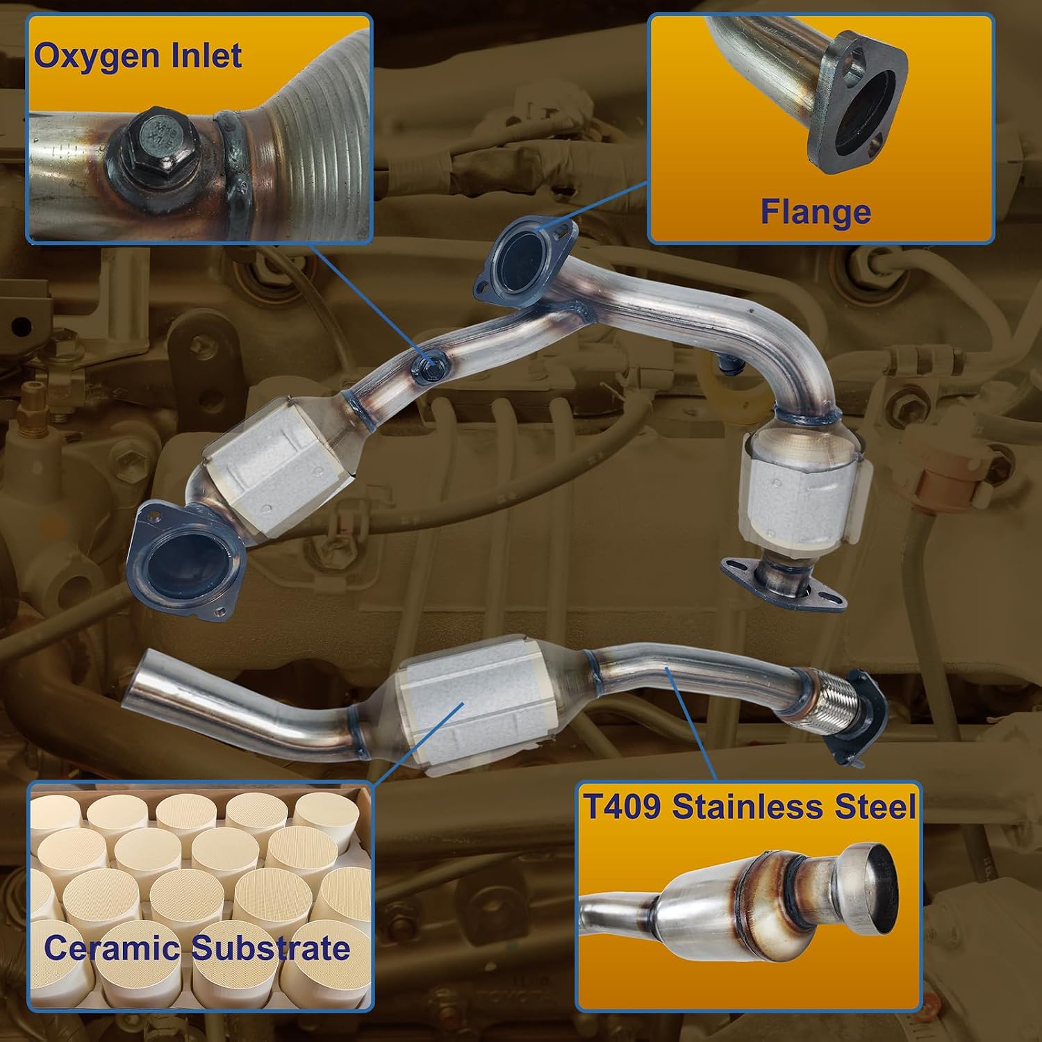 Front&Rear Catalytic Converter Compatible with Ford Taurus 2000-2007, Mercury Sable 2000 2001 2002 2003 2004 2005 3.0L V6 Catalytic Convertor (EPA Compliant)