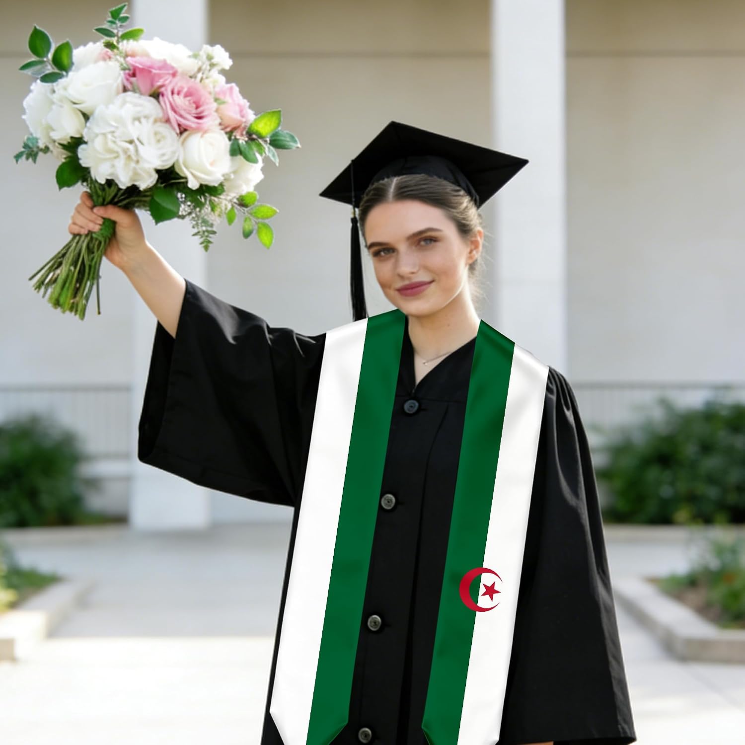 Algeria Flag Graduation Stole Sash for Study Aboard International Students Abroad Adult Unisex