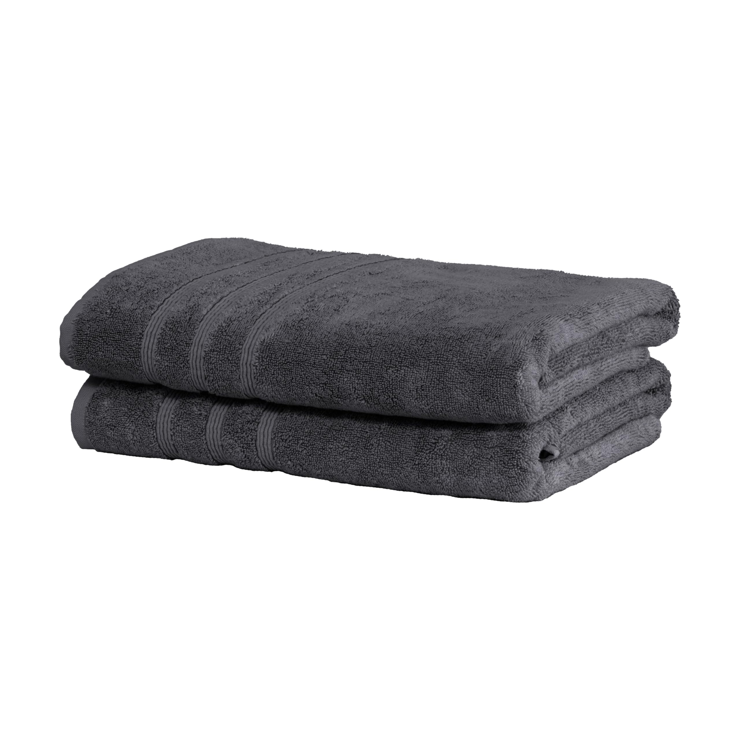 Luxury Turkish Set of 2 Bath Towels 30X58 Charcoal Gray (Dark Grey) 700 GSM Bamboo Viscose & Aegean Turkish Combed Cotton