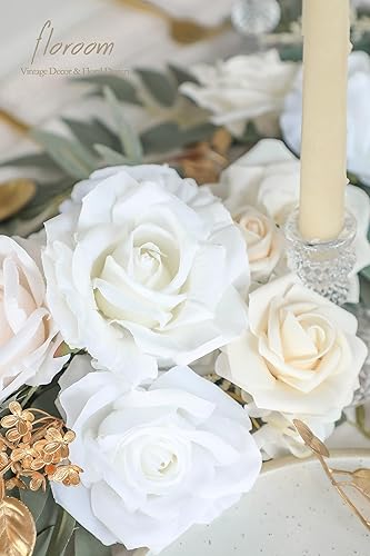 Miniatura 8 de Floroom Guirnalda de eucalipto artificial de 6 pies con flores, vegetación falsa, guirnalda de vid floral sintética para decoración de mesa, centros