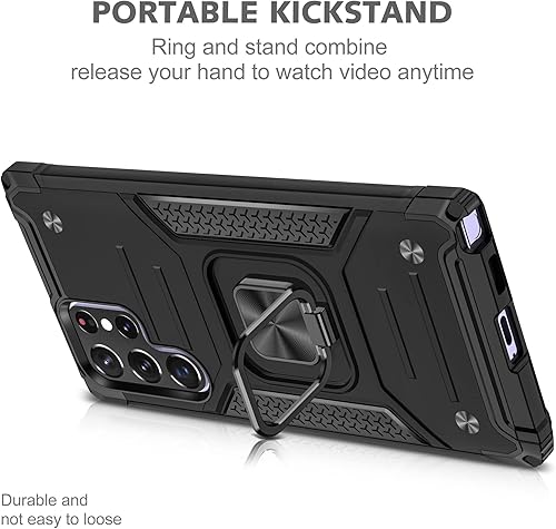 Miniatura 5 de YmhxcY Funda para Samsung Galaxy S22 Ultra para S22 Ultra con protector de pantalla curvado 3D, funda de grado armadura con soporte giratorio,