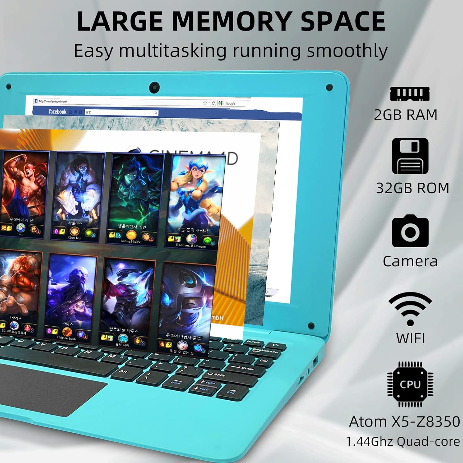 BlueBose Mini Laptop Notebook PC Portatile Windows 10 Full HD 10,1 Pollici Ultrabook Netbook 2 GB RAM + 32 GB Quad Core USB WiFi HDMI Webcam Bluetooth (Blu) BlueBose Mini Laptop Notebook PC Portatile Windows 10 Full HD 10,1 Pollici Ultrabook Netbook 2 GB RAM + 32 GB Quad Core USB WiFi HDMI Webcam Bluetooth (Blu)