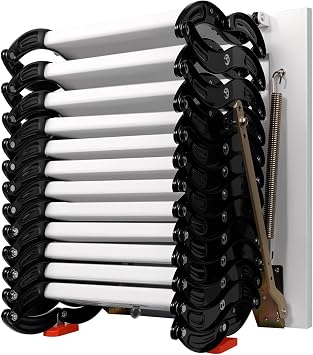 Folding Attic Stairs - 12-Step Pull Down Attic Ladder - Aluminum-Magnesium Alloy Attic Access System with Non-Slip Treads (11.15FT/3.4m)