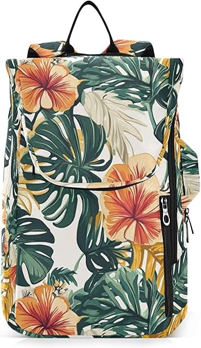 Unisex Tennis Bag Lightweight Tropical Style Green Leaves Red Flower Zipper Tennis Bag Gym Bag for Women, Men, Teenagers raquetas de tenis para