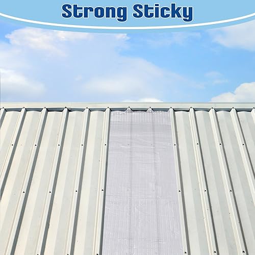 Miniatura 5 de Paneles autoadhesivos para techos de 6 pulgadas x 33 pies, material de techo enrollado de goma para techos, superficie de aluminio reflectante,