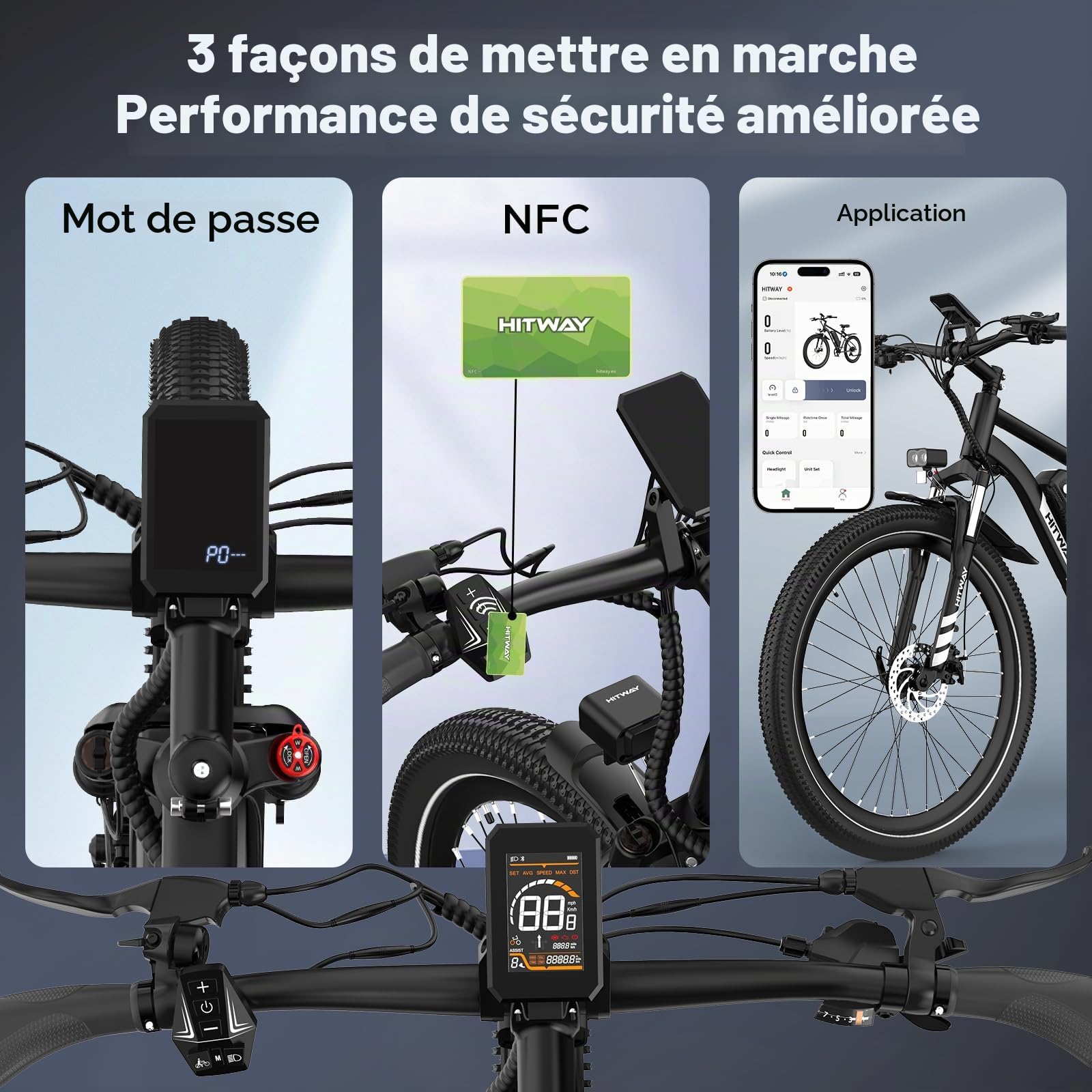 HITWAY Vélo Électrique 29" pour Adulte,VTT électrique Moteur 250W, 48V 15,6Ah Batterie, Autonomie 80-150km, 7 Vitesses, APP, NFC