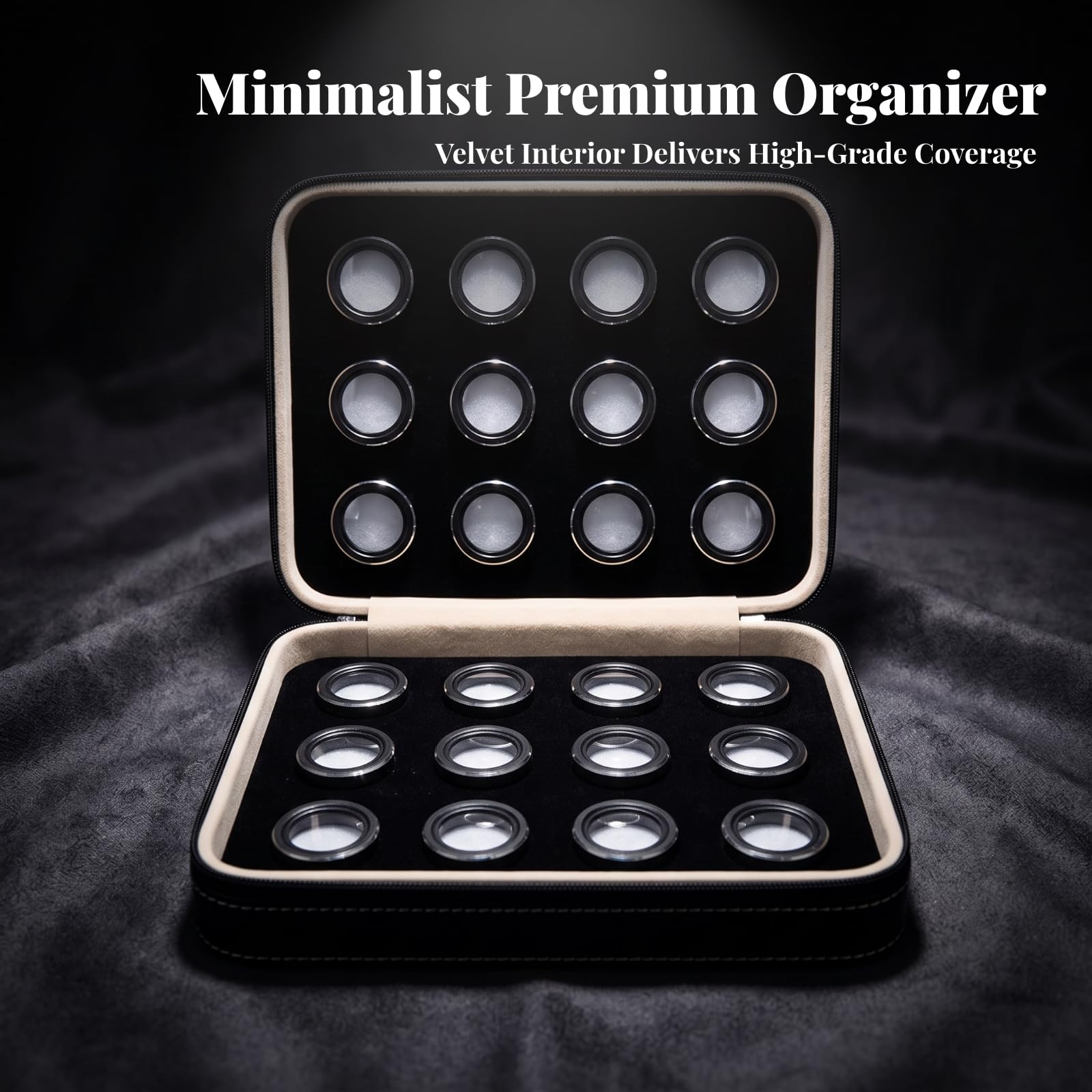 24 Piezas Estuche para Joyas Compacto, Plateado, Hexagonal