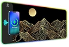 ToLuLu RGB Wireless Charging Gaming Mouse Pad, 7.5/10/15W 10 Light Modes LED Mouse Pad Computer Keyboard Mat Mousepad, 800x300x4MM Extended Large Desk Mat Desk Pad, Sun Shines Over Golden Mountain