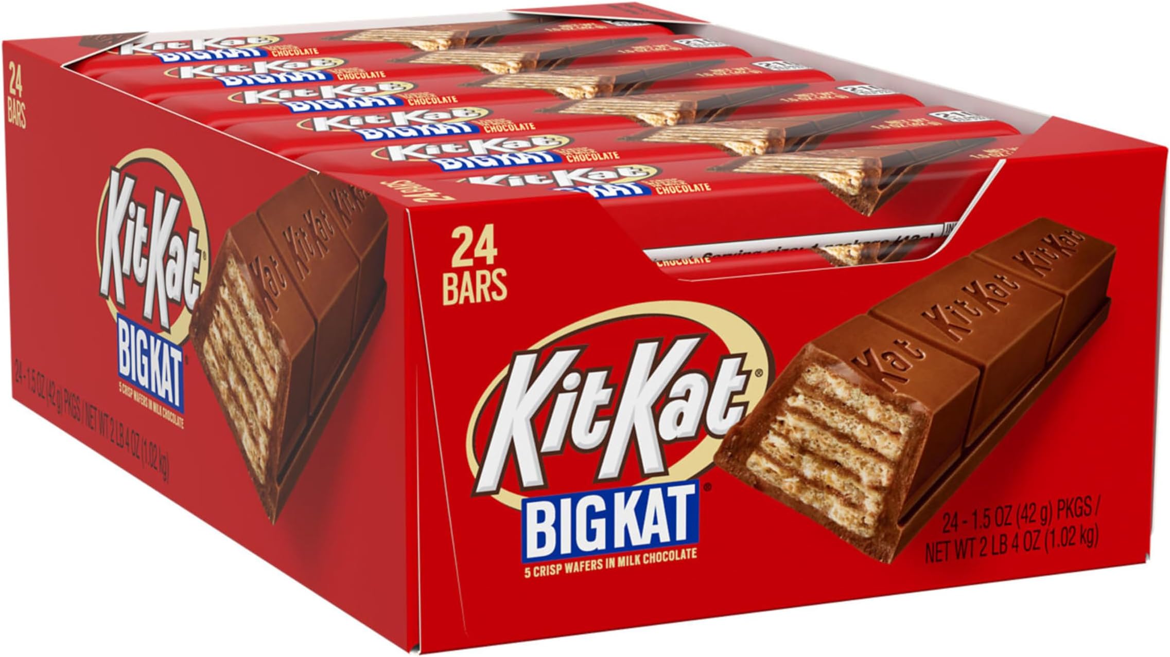 BIG KAT Milk Chocolate Wafer Candy Bars, 1.5 oz (24 Count)