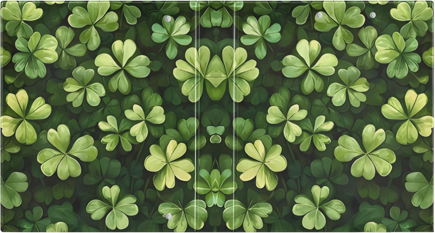 St. Patrick's Day Shamrock 3 Ring Binders, 1.5” Round Ring Binders with Clipboard - Letter Size, 3 Interior PVC Clear Pockets & Anti-Slip Clip for Office School Supplies, 2PCS