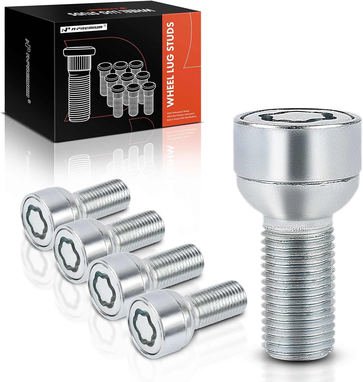 A-Premium 5-PC M14-1.5 Wheel Studs Compatible with Audi A4 2008-2020, A5 Quattro 2008-2023, A6 2012-2018, A6 allroad 2020-2024, A3 2006-2013 2015-2024, A7 Quattro, TT, e-tron, TTS, Front or Rear