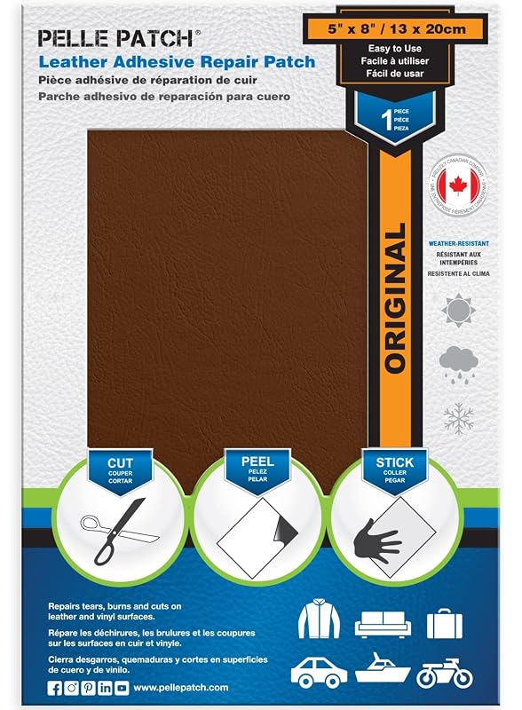 Kit de Reparo para Couro e Vinil Pelle Patch Tan 12,7 x 20,3 cm