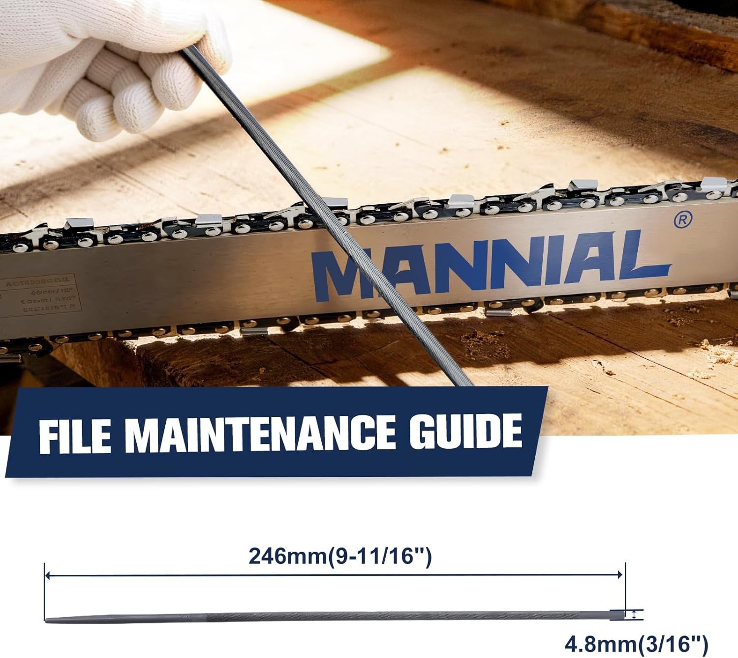 16 Inch Chainsaw Chain 3-Pack with Sharpening Kit, 0.325" Pitch .050" Gauge 66 Drive Links, Replacement for Husqvarna 430 435 445, Oregon 95TXL066G - M66