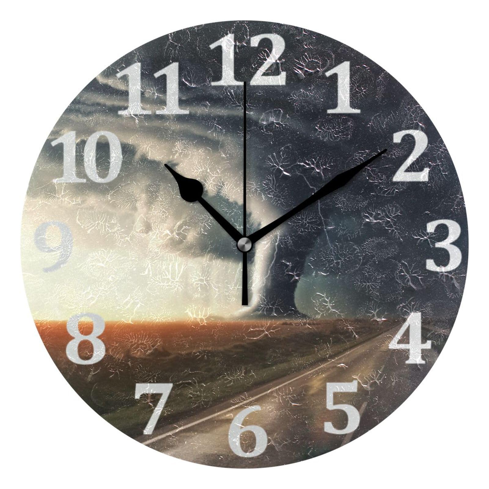 Amazon.com: Kigai Tornado Highway Storms Wall Clock Round Vintage