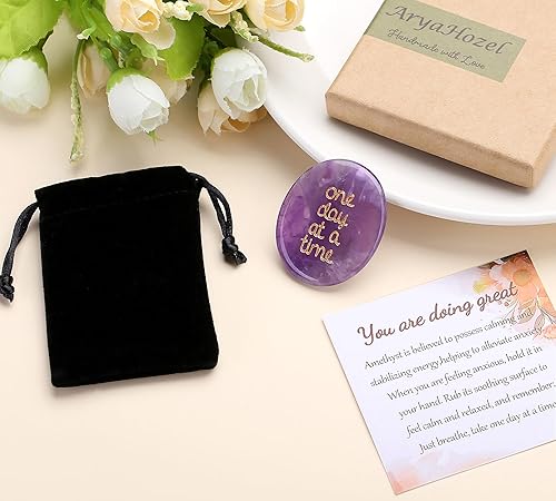 Miniatura 2 de QINJIEJIE Cristales de amatista que piensan en ti, regalos para aliviar la ansiedad, artículos que tienes este día a la vez, inspiradores