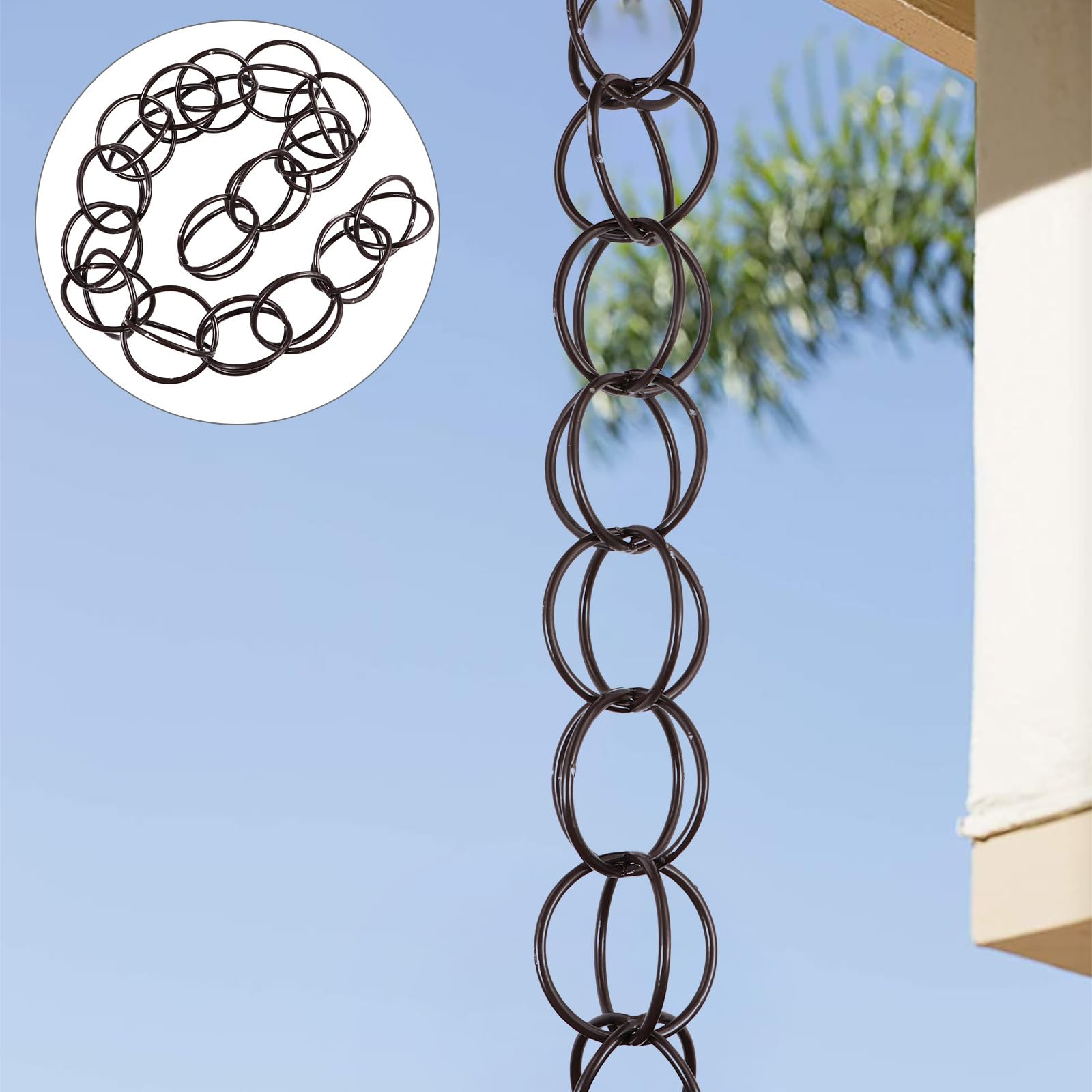Catena di Drenaggio Pioggia in Rame Nero da 1m per Grondaia Villa, Elegante e Resistente alla Corrosione, per Tetti e Spazi Esterni