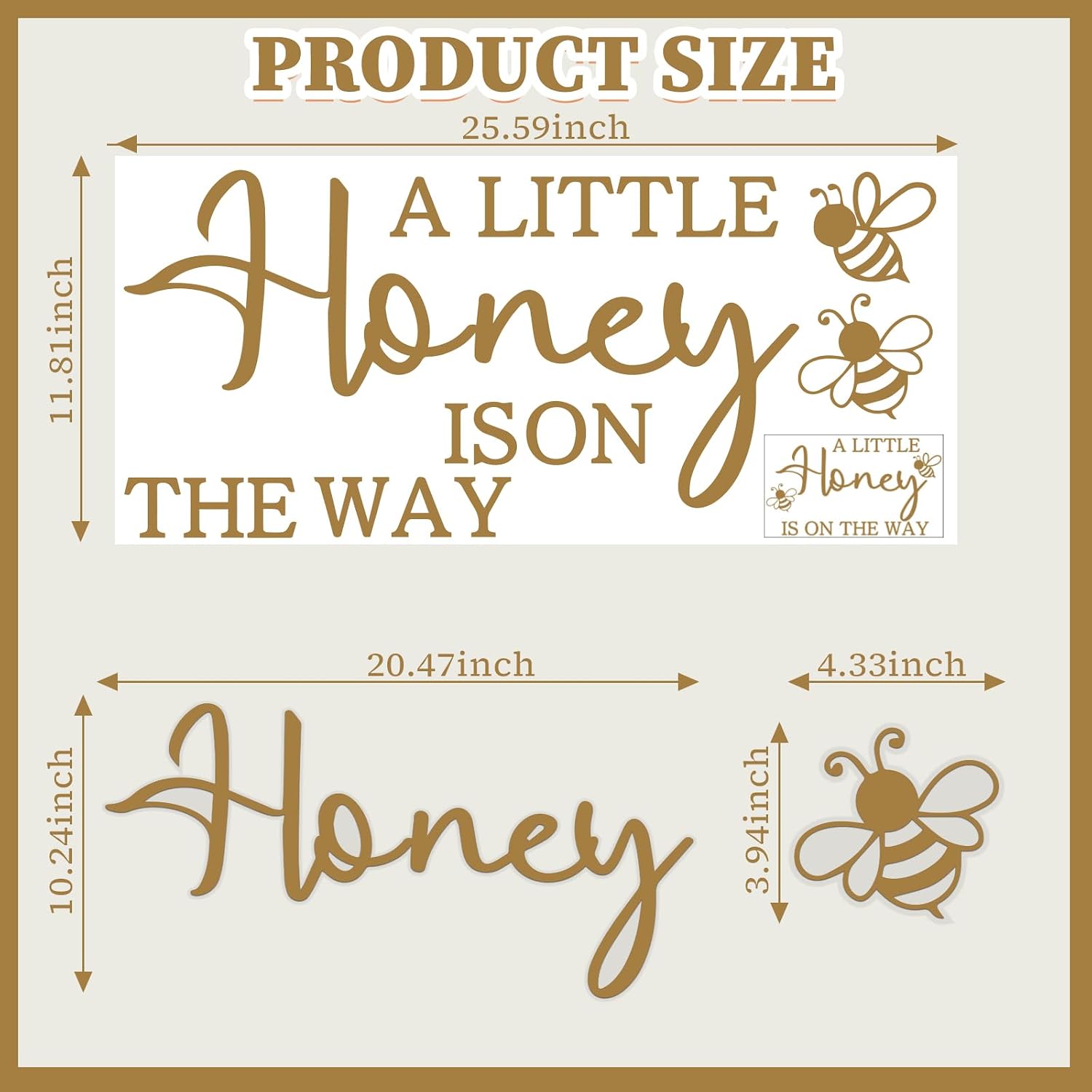 A Little Honey is on the Way Baby Shower Party Decal Sign, Honey Bee Themed Gender Reveal Girl or Boy Baby Shower Decal, Welcome Baby Party Balloon Arch Decal, 1.8" x 25.5"