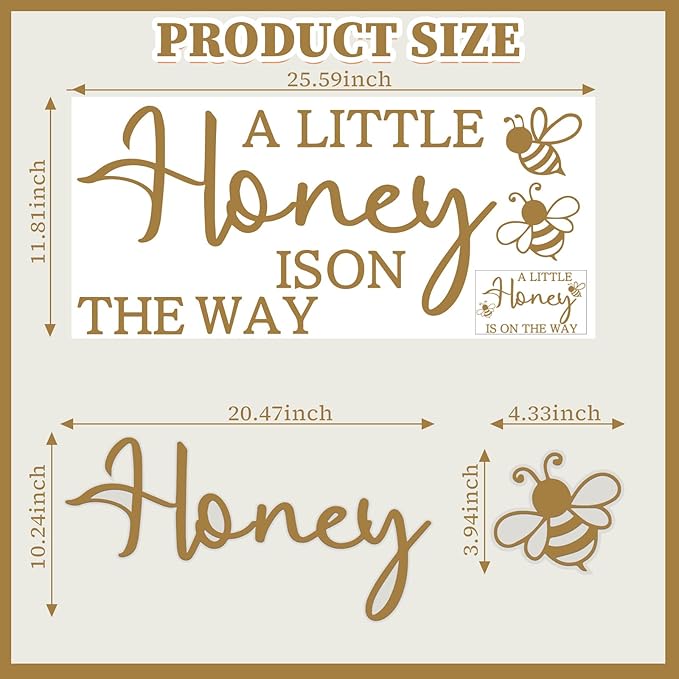 A Little Honey is on the Way Vinil Decorativo Baby Shower 11.8 x 25.5 in miniatura 3