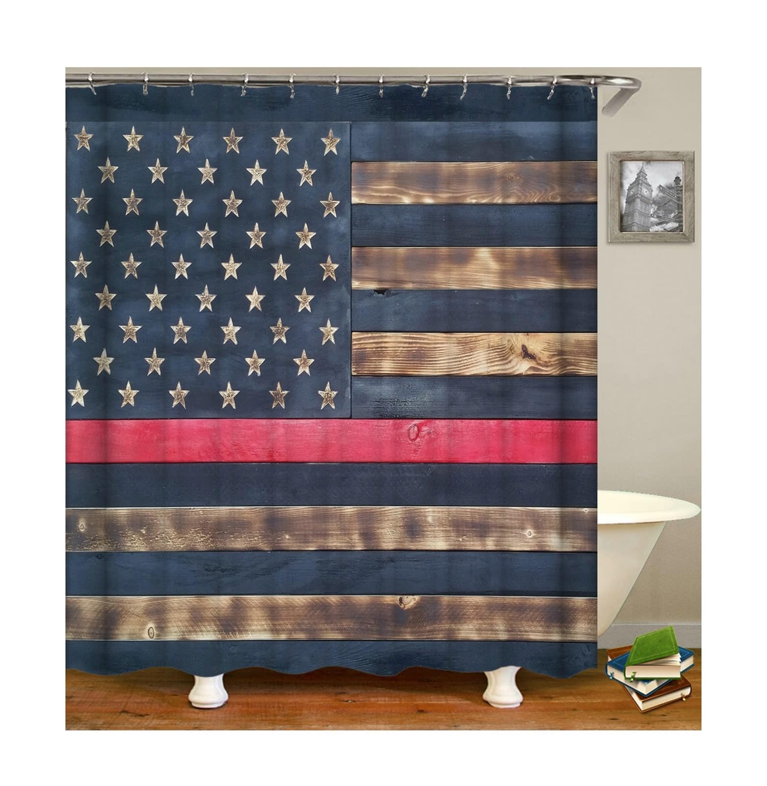 Rideau de douche anti-moisissure et séchage rapide motif USA 1,2x1,8 m