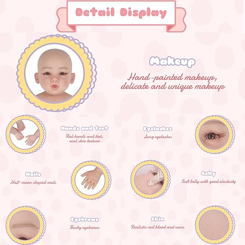 Miniatura 3 de Muñeca de silicona de 14 pulgadas, cuerpo de silicona realista de muñeca recién nacida, no muñeca de vinilo, muñeca realista de bebé recién nacido,
