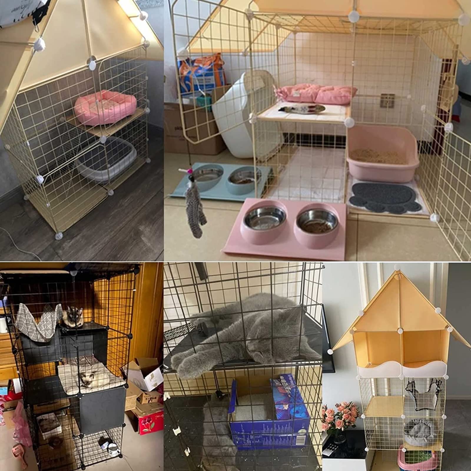 Jaulas Para Gatos De Interior Con Techo Y Puerta, Corral Para Gatos, Cerca De Ejercicio Para Patio, Caseta De Metal Desmontable Para Mascotas, Caseta De Lujo Para Gatos, Corral Fácil De Montar.