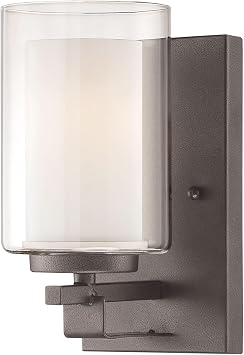 Minka Lavery 6101-172 Parsons Studio Vanity Bath Light, 1-Light, 100 Total Watts, 4.5-in H x 8.75-in W, Smoked Iron