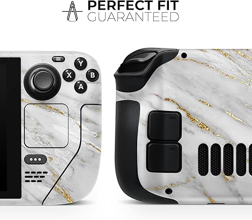Miniatura 2 de Design Skinz - Compatible con Steam Deck - Calcomanía protectora de vinilo extraíble resistente a los arañazos - Mármol y lámina dorada digital V4