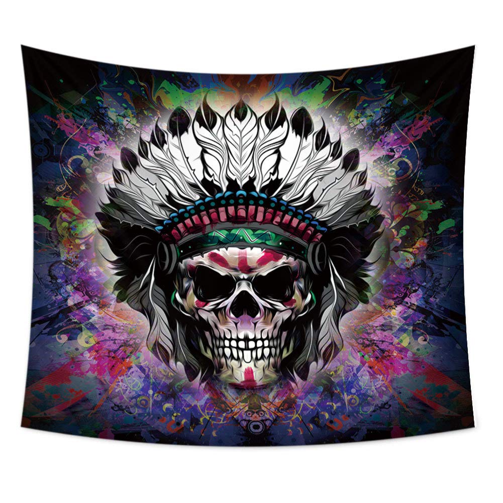 Tenture crâne multicolore 150 * 130 en tissu léger lavable