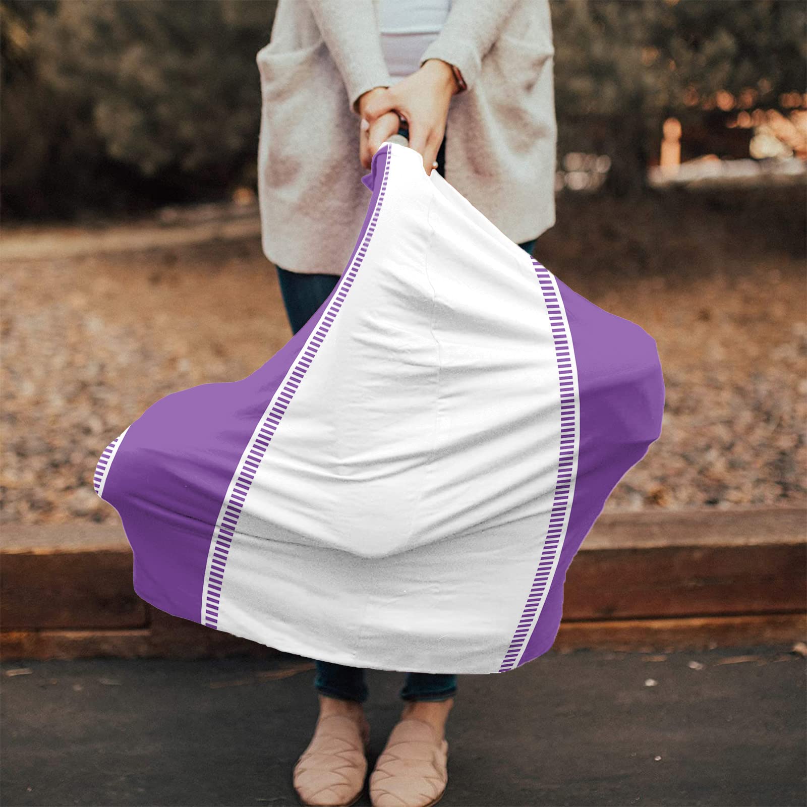 Nursing Cover for Breastfeeding Scarf, Purple Stripes Baby Car Covers Super Soft Multi Use for Canopy Shopping Cart Cover Blanket Stroller Cover