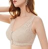 Aivtalk Women's Zip Front Sport Bra Plus Size Wirefree Lace Bra Full Coverage T-Shirt Bra