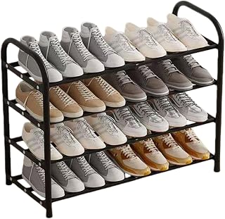 Shoe Rack Narrow Extendable Space Saving Expandable 45 to 83 Cm Shoe Cover Black for Hallway,Corridor Hallway Outdoor (Black, 1 Piece/4 Floors)