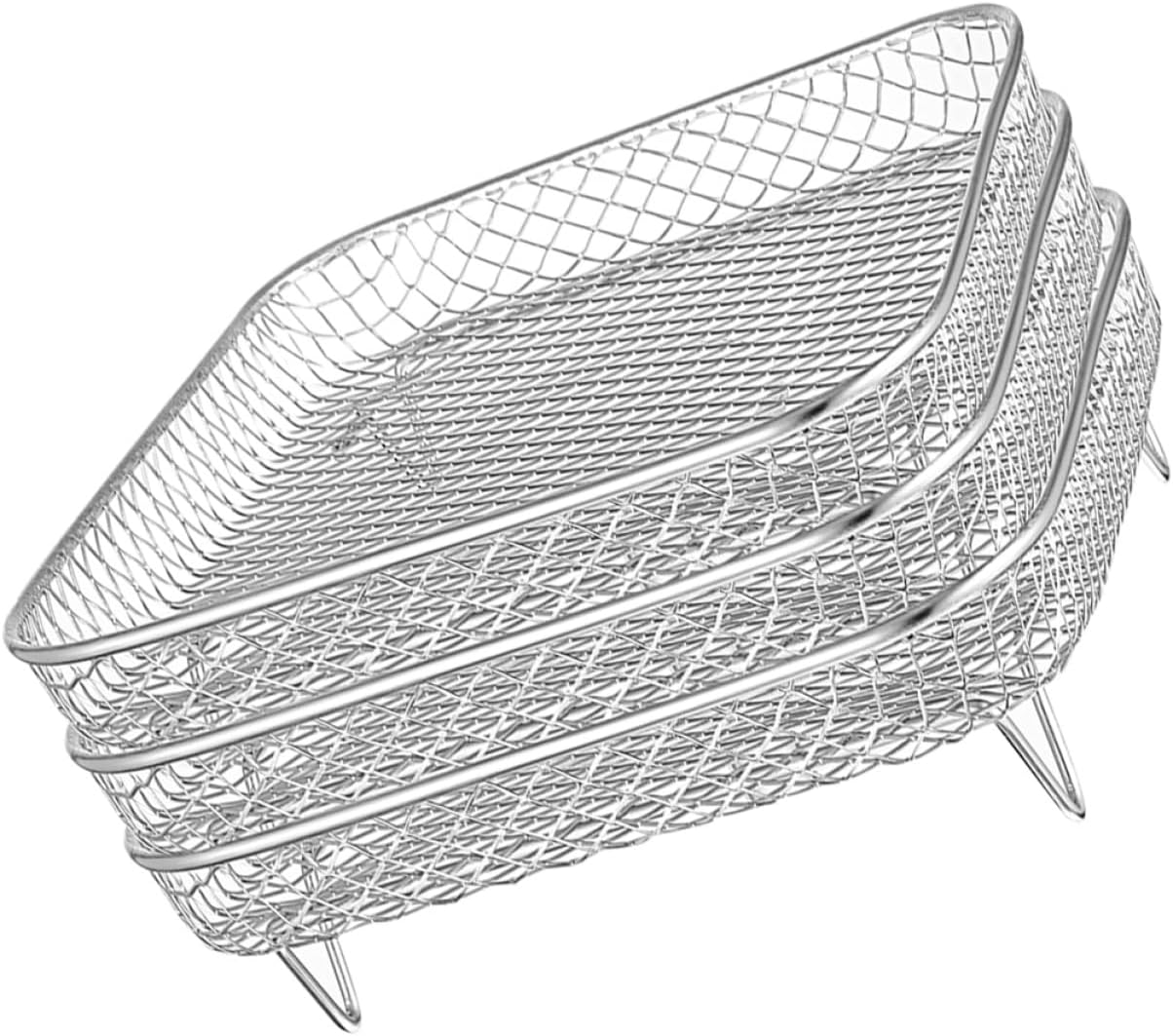 3Pcs Sturdy Stainless Steel Air Fryer Rack Stackable Grilling Racks for Household Steaming Compatible with Air Fryers Easy to Clean Durable Cooking Accessory 3Pcs Sturdy Stainless Steel Air Fryer Rack Stackable Grilling Racks for Household Steaming Compatible with Air Fryers Easy to Clean Durable Cooking Accessory