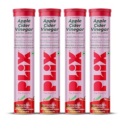 The Plant Fix Plix L-Carnitine ACV Effervescent Tablets Helps To Turn Food Into Energy | 15 capsules, Pack Of 4, 4 count