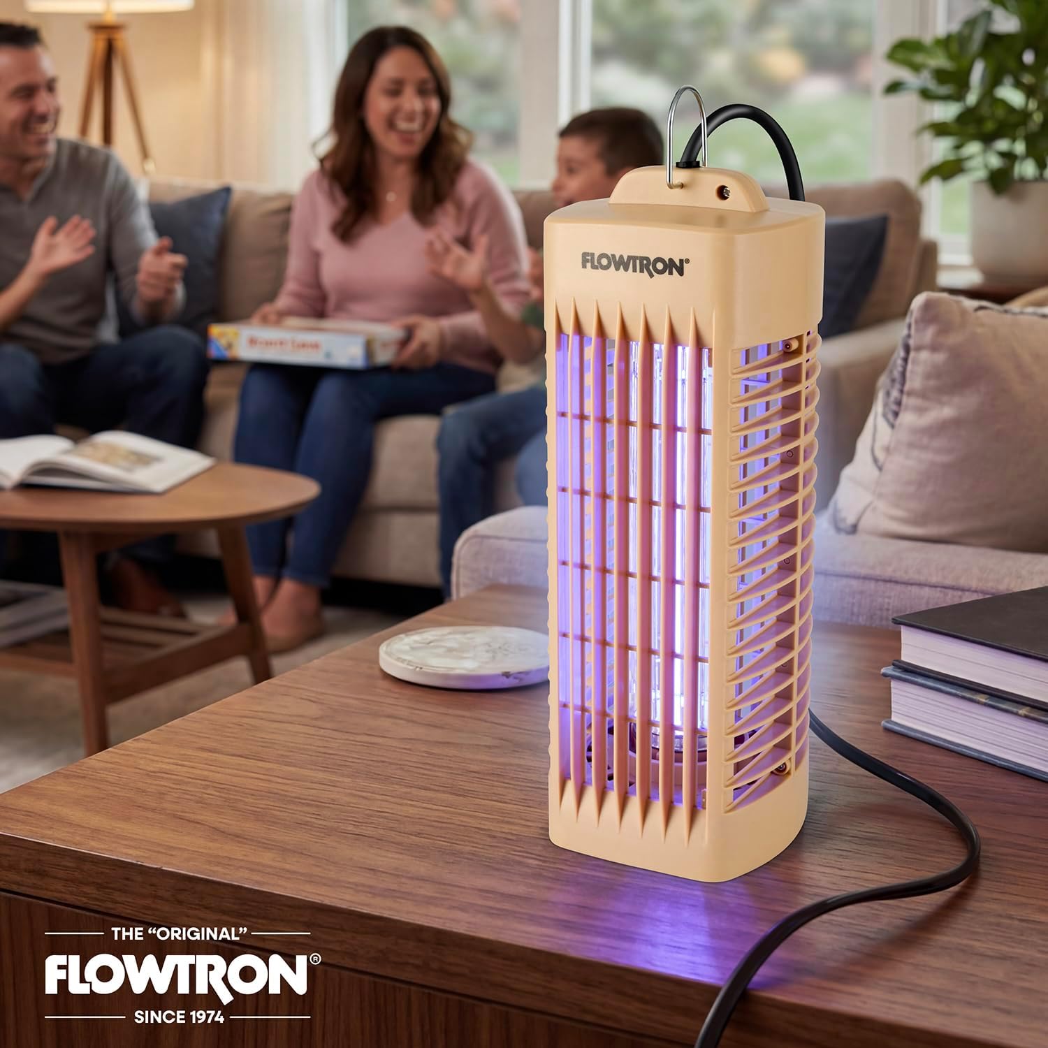 Flowtron Indoor Bug Zapper (Beige) - 1000V Electric Insect Killer with UV Light - 215 Sq Ft Coverage - Plug-in Fly & Mosquito Trap for Bedroom, Kitchen & Office