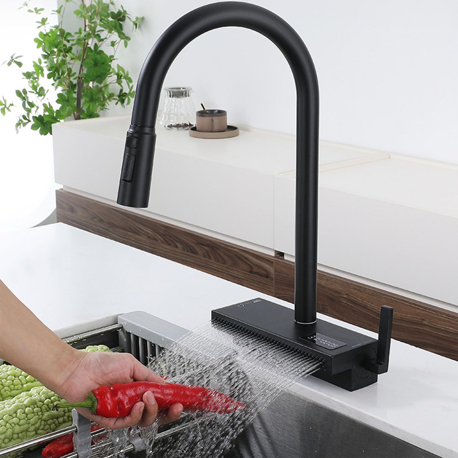 Robinet de cuisine noir douchette extractible mitigeur eau chaude froide 360 degrés
