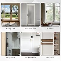 Vista 5 de Pestillo para puerta, 2 piezas, cerradura de puerta corrediza de granero de bolsillo con giro de 90/180°, protege la privacidad, adecuado