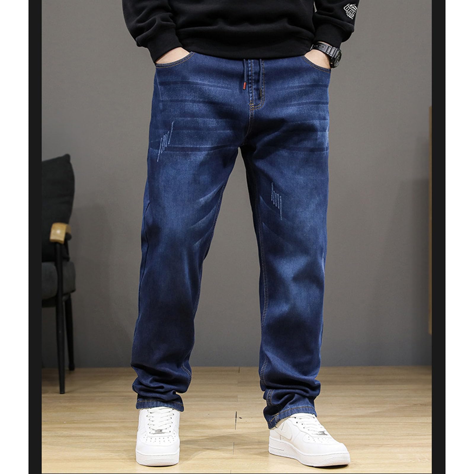 Übergröße Thermojeans Herren Thermohose Schneehose Gefütterte Winterhose Jogginghose Winterjeans Mit Fleece Gefüttert Hosen, Lange Freizeithose Männer Outdoorhose Arbeitshosen
