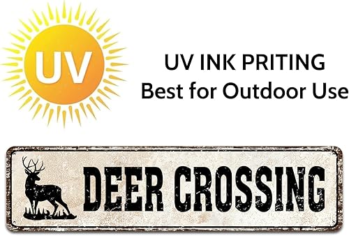Miniatura 4 de SOYAVE Letrero de metal con diseño de ciervo de metal retro retro para decoración del hogar, letrero de advertencia de calle y carretera, decoración