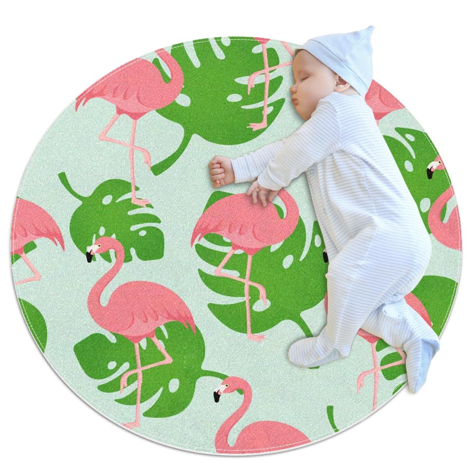 Tapis de jeu pour enfants avec flamant pour décorer une chambre de bébé colorée