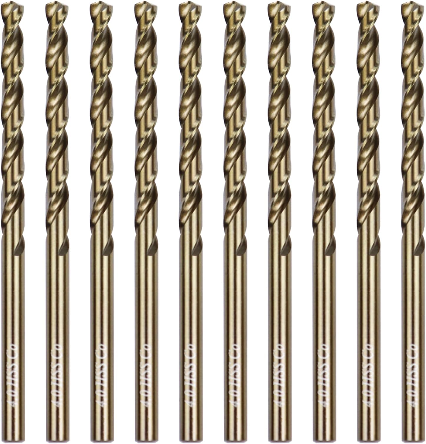 5/32" Cobalt Drill Bit 10 Pack M35 High Speed Steel Bits Jobber Length for Hardened Metal, Stainless Steel, Cast Iron 4mm