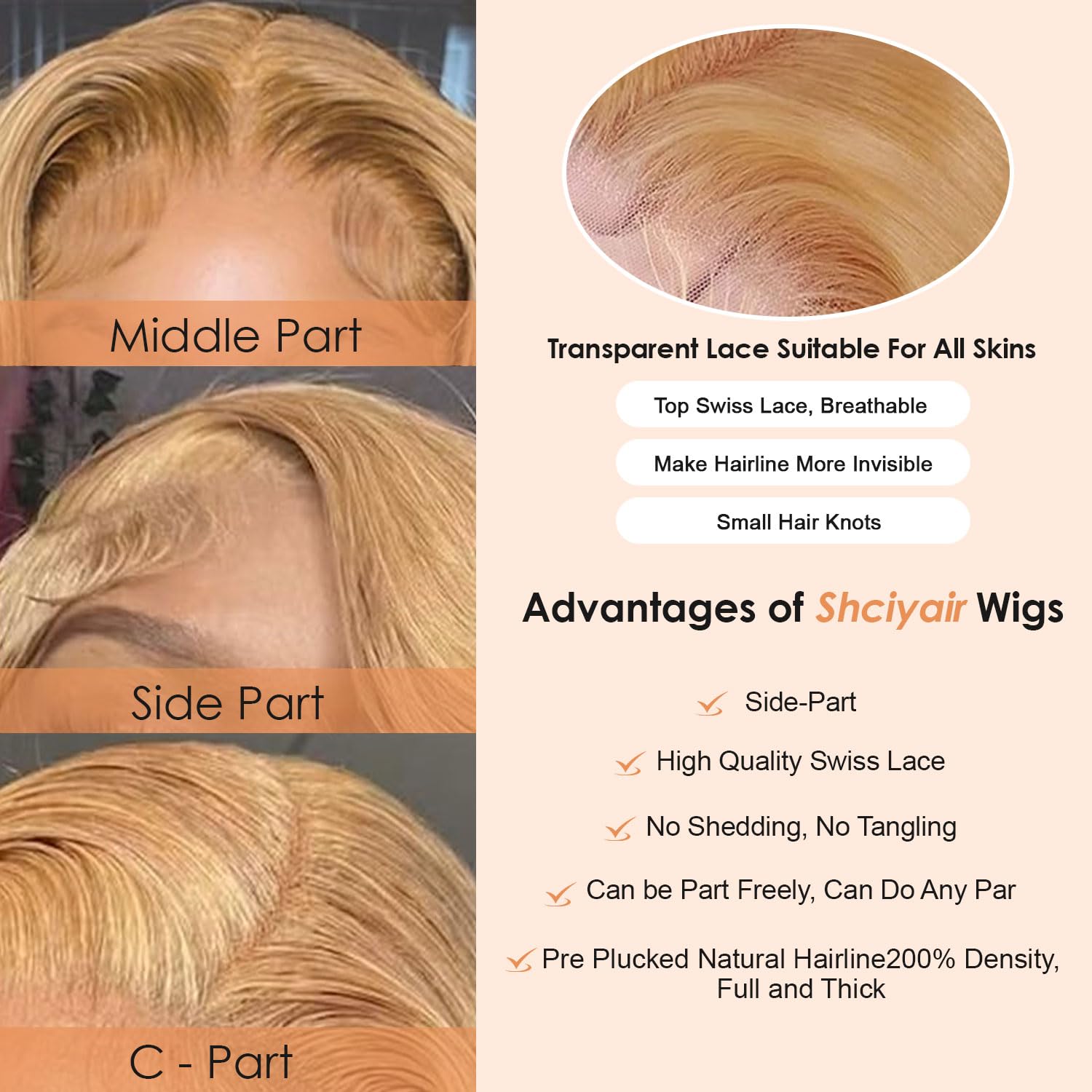 Honey Blonde Wig Human Hair 200 Density 13x4 Body Wave HD Lace Front Wigs Human Hair Pre Plucked With Baby Hair Blonde Wig Human Hair Color Frontal Wigs For Women 22 Inch
