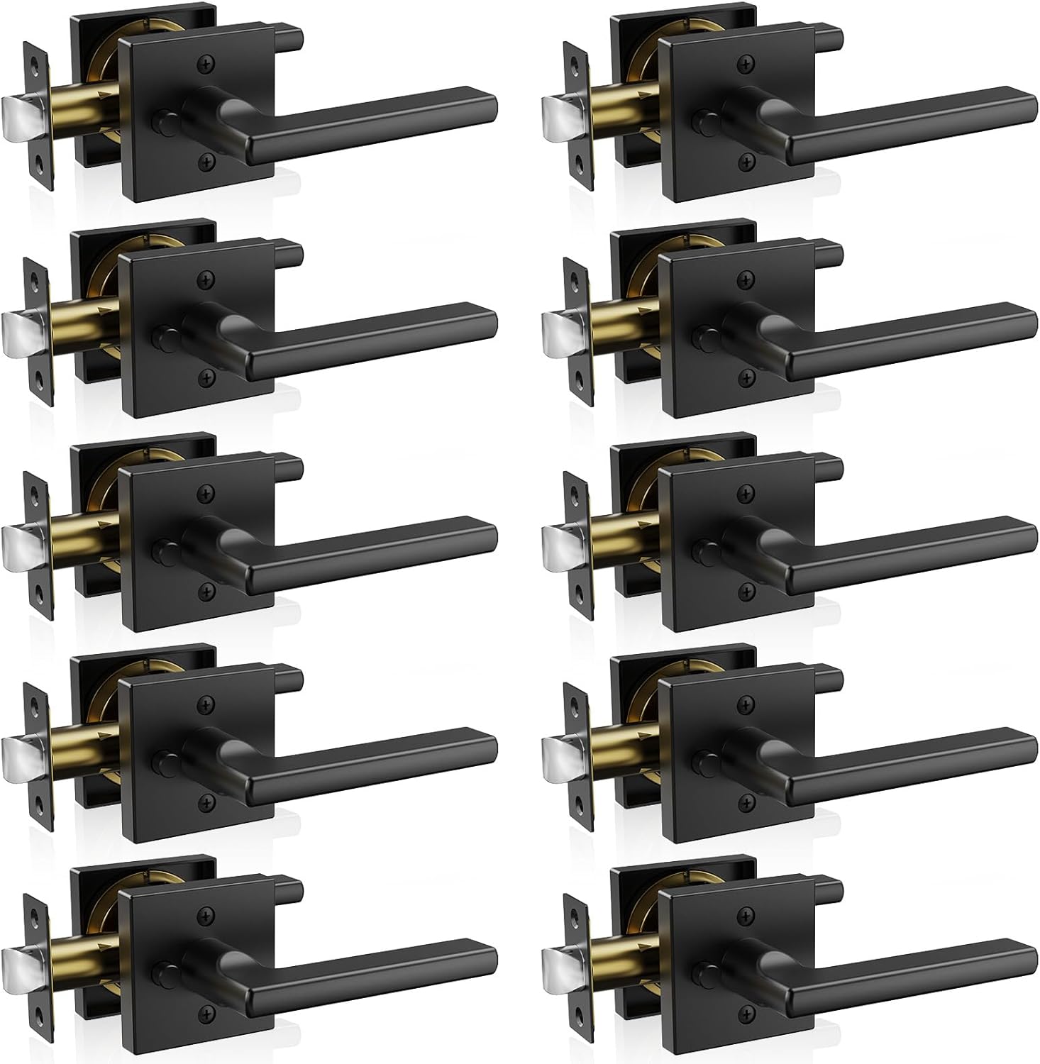 VEVOR Privacy Door Handle, 10Pack Matte Black Interior Door Lever